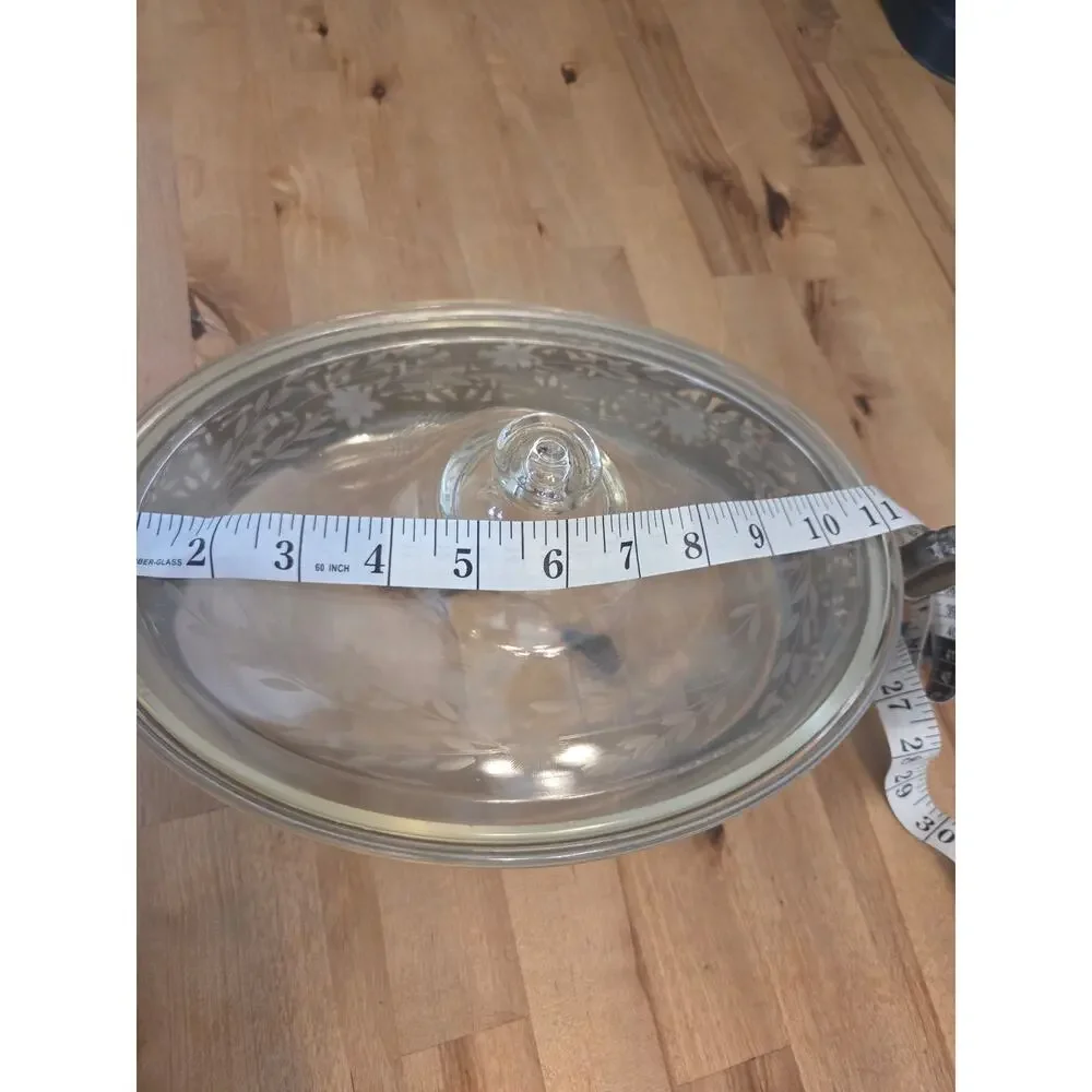 Vintage Pyrex Glass Casserole Dish with Clear Lid & Ornate Silver Plated Carrier
